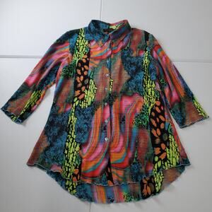 Pleats Collection Shirt Womens XL Multicolor Abstract Animal Print Pleated Tunic